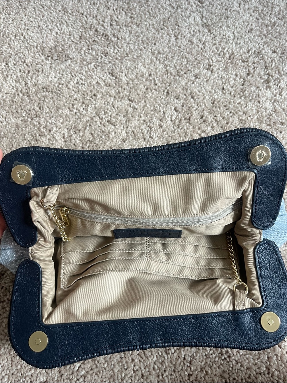 Talbots Navy Trim Light Blue Handbag - Picture 3 of 6
